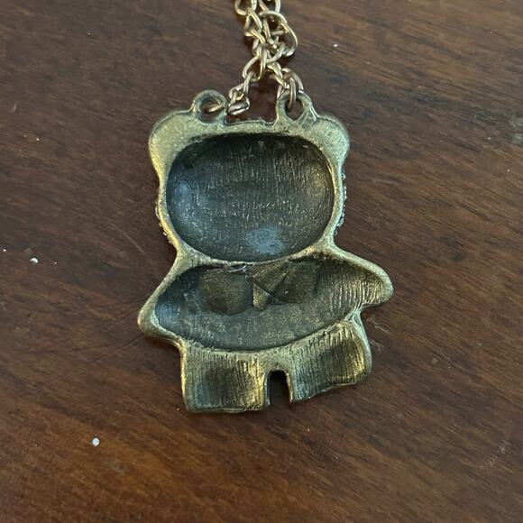 Black & White Panda Bear Crystal Pendant Necklace Gold Tone Chain Bling 30” - Picture 3 of 3